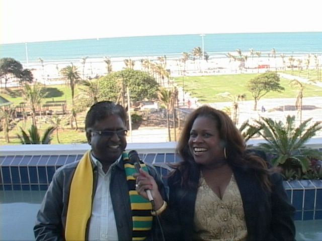 Durban, South Africa Deputy Mayor Logie Naidoo and Jackie Sunshine Smith on Sunshine Boxing Show South Africa.JPG