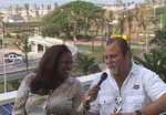 Jackie Sunshine Smith interviews heavyweight boxer Frans Botha in Durban, South Africa.JPG
