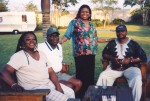 Jackie Sunshine Smith with Edna Silvester,Sithembiso Mzimela and Richard Jali enjoying event at Premier Sbu Ndebele estate Durban South Africa.jpg
