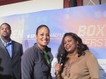 Damon Bingham with Laila Ali and Jackie Sunshine Smith at Ali vs Sandell prefight presser.JPG