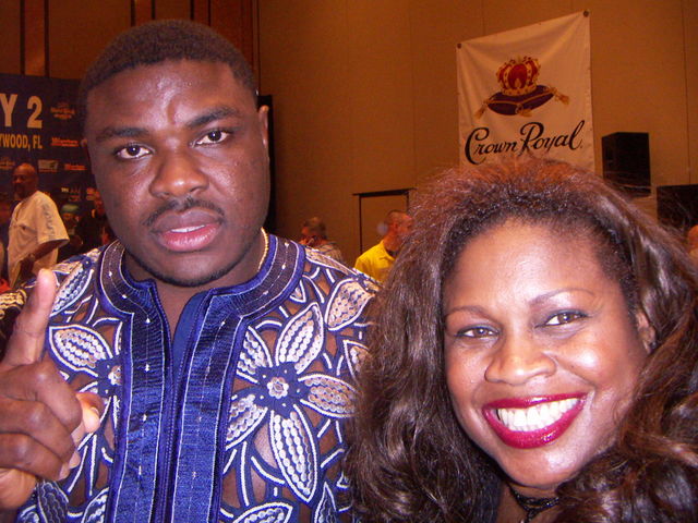 WBC Champ Sam Peter and Jackie Sunshine Smith at Toney vs Peter Hollywood FL.JPG