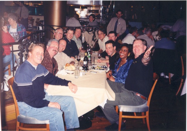 Jackie Sunshine Smith with boxing fans at Spago in Caesars Palace Las Vegas for Ruiz vs Jones.jpg