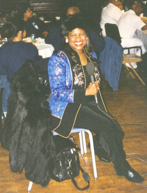 Jackie Sunshine Smith hosting Sunshine Boxing Show at ATL PALs Mayor's Cup Boxing event.jpg