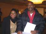 Jackie Sunshine Smith and Evander Holyfield at Press Conference