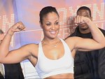 Laila Ali looks confident at Ali vs Sandell weigh in Berlin.JPG